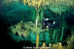 Diver in the Cenote "dreams gate" by Henrik Gram Rasmussen 